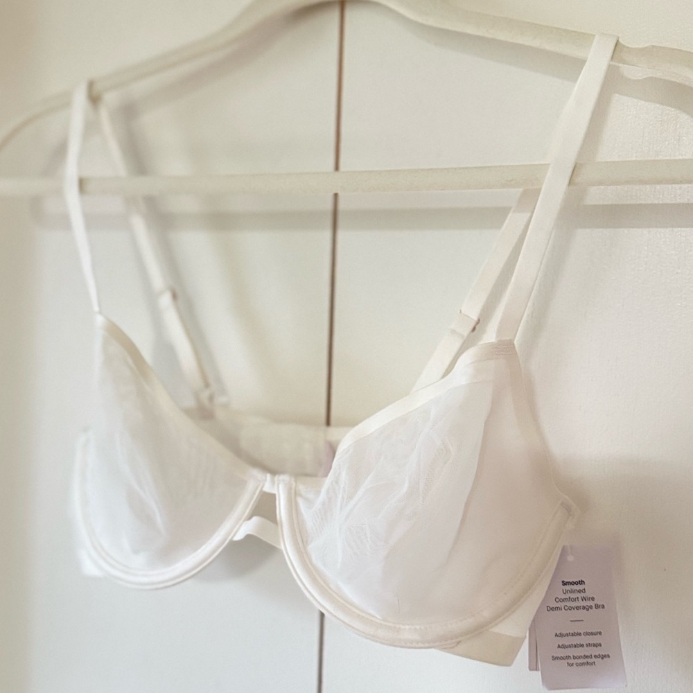 NWT Auden Sheer Mesh Unlined Demi Underwire Bra in White Size 32C - Picture 4 of 10